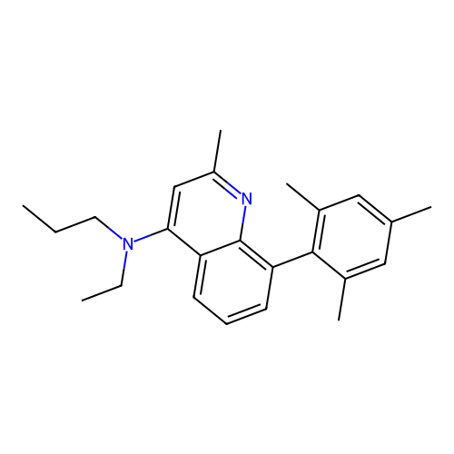 N-Ethyl-2-methyl-N-propyl-8-(2,4,6-trimethylphenyl)-4-quinolinamine structure
