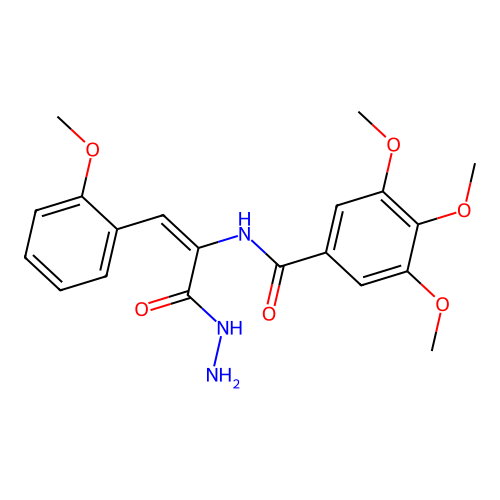 (E)-N-(3-hydrazinyl-1-(2-methoxyphenyl)-3-oxoprop-1-en-2-yl)-3,4,5-trimethoxybenzamide structure