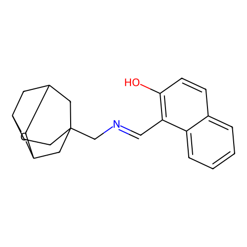 1-{(E)-[(tricyclo[4.3.1.1~3,8~]undec-3-ylmethyl)imino]methyl}naphthalen-2-ol structure