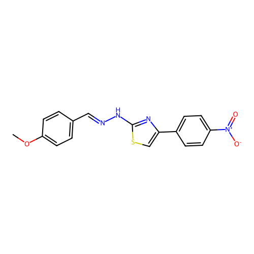 2-[(2E)-2-(4-methoxybenzylidene)hydrazinyl]-4-(4-nitrophenyl)-1,3-thiazole structure