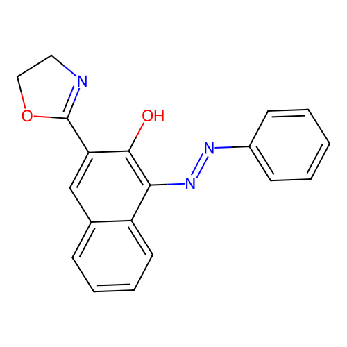3-(4,5-dihydro-1,3-oxazol-2-yl)-1-[(E)-phenyldiazenyl]naphthalen-2-ol structure