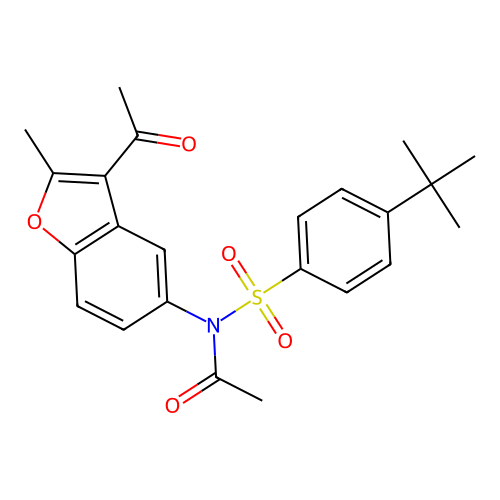 N-(3-acetyl-2-methylbenzofuran-5-yl)-N-((4-(tert-butyl)phenyl)sulfonyl)acetamide structure