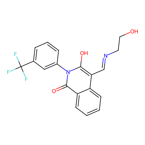 4-[(2-hydroxyethylamino)methylidene]-2-[3-(trifluoromethyl)phenyl]isoquinoline-1,3-dione structure