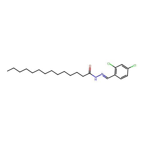 N-[(2,4-dichlorophenyl)methylideneamino]tetradecanamide structure