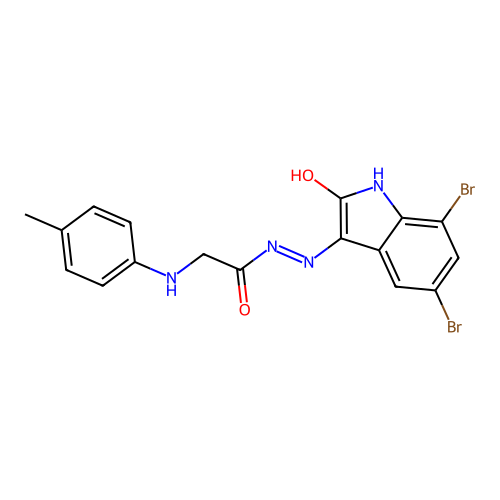 (E)-N'-(5,7-dibromo-2-oxoindolin-3-ylidene)-2-(p-tolylamino)acetohydrazide structure