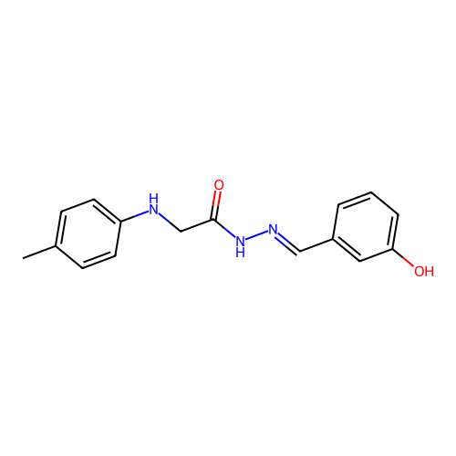 N-[(3-hydroxyphenyl)methylideneamino]-2-(4-methylanilino)acetamide structure