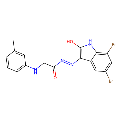 (E)-N'-(5,7-dibromo-2-oxoindolin-3-ylidene)-2-(m-tolylamino)acetohydrazide structure