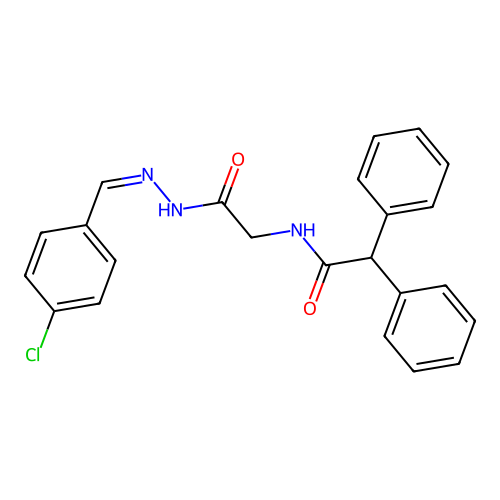 (Z)-N-(2-(2-(4-chlorobenzylidene)hydrazinyl)-2-oxoethyl)-2,2-diphenylacetamide structure