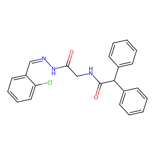 (Z)-N-(2-(2-(2-chlorobenzylidene)hydrazinyl)-2-oxoethyl)-2,2-diphenylacetamide structure