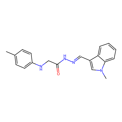 (E)-N'-((1-methyl-1H-indol-3-yl)methylene)-2-(p-tolylamino)acetohydrazide structure