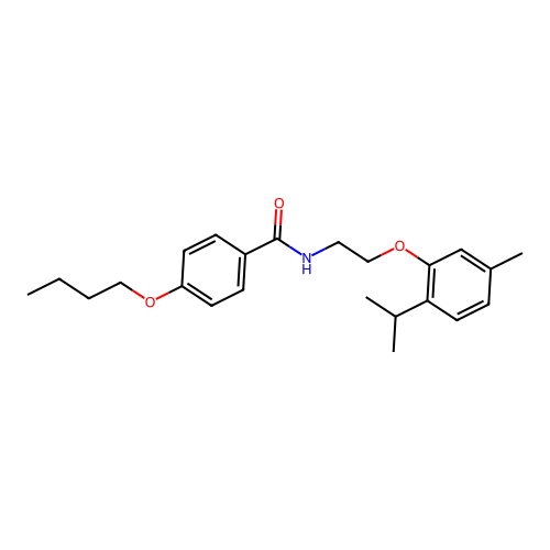 4-butoxy-N-{2-[5-methyl-2-(propan-2-yl)phenoxy]ethyl}benzamide structure