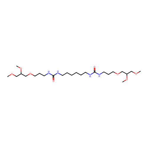 1,1'-(hexane-1,6-diyl)bis(3-(3-(2,3-dimethoxypropoxy)propyl)urea) structure