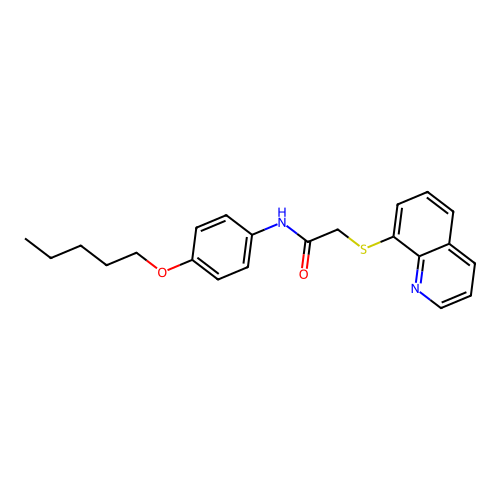 N-[4-(pentyloxy)phenyl]-2-(quinolin-8-ylsulfanyl)acetamide structure