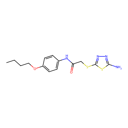 2-[(5-amino-1,3,4-thiadiazol-2-yl)sulfanyl]-N-(4-butoxyphenyl)acetamide structure