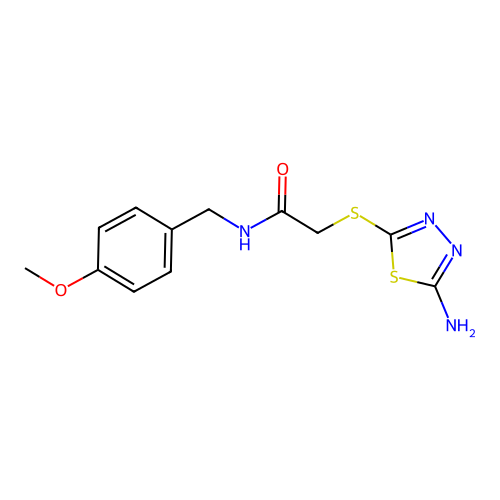 2-[(5-amino-1,3,4-thiadiazol-2-yl)sulfanyl]-N-[(4-methoxyphenyl)methyl]acetamide structure