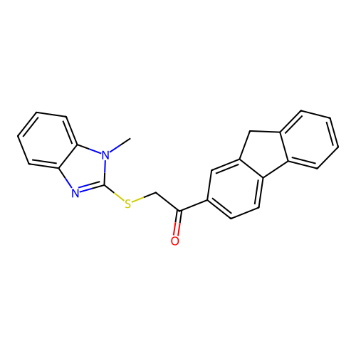 1-(9H-fluoren-2-yl)-2-[(1-methyl-1H-benzimidazol-2-yl)sulfanyl]ethanone structure