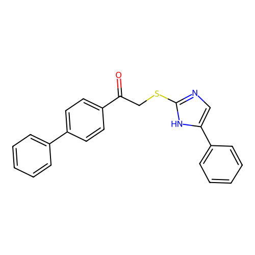 1-(biphenyl-4-yl)-2-[(4-phenyl-1H-imidazol-2-yl)sulfanyl]ethanone structure