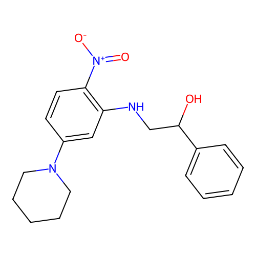 2-((2-Nitro-5-(piperidin-1-yl)phenyl)amino)-1-phenylethanol structure