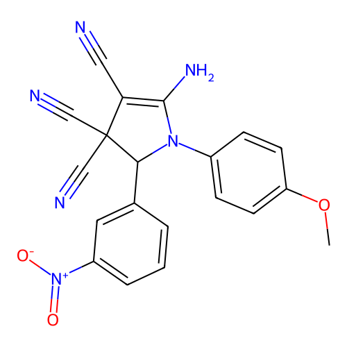 5-amino-1-(4-methoxyphenyl)-2-(3-nitrophenyl)-2H-pyrrole-3,3,4-tricarbonitrile structure