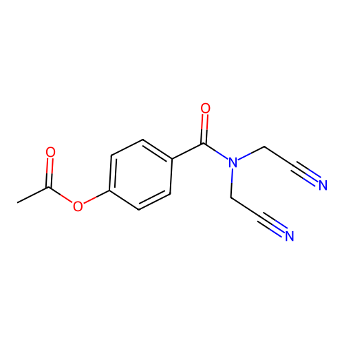 4-[Bis(cyanomethyl)carbamoyl]phenyl acetate structure