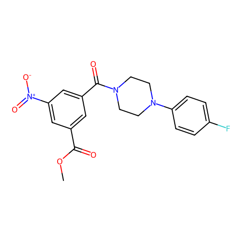 Methyl 3-[4-(4-fluorophenyl)piperazine-1-carbonyl]-5-nitrobenzoate structure
