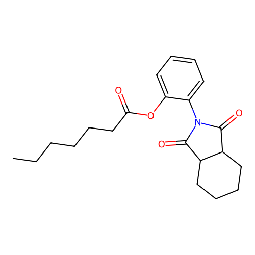 2-(1,3-dioxooctahydro-2H-isoindol-2-yl)phenyl heptanoate structure