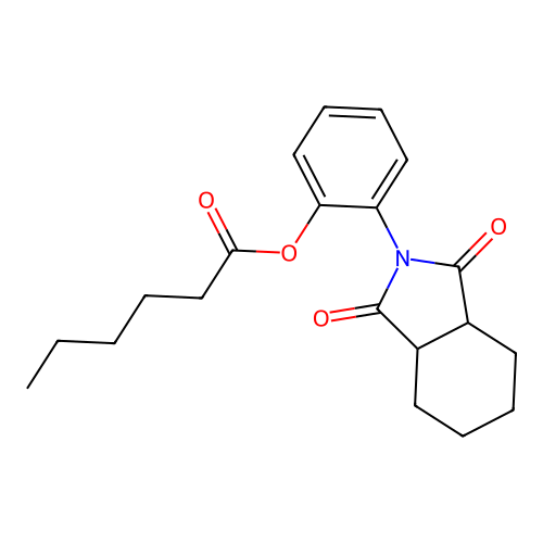 2-(1,3-dioxooctahydro-2H-isoindol-2-yl)phenyl hexanoate structure