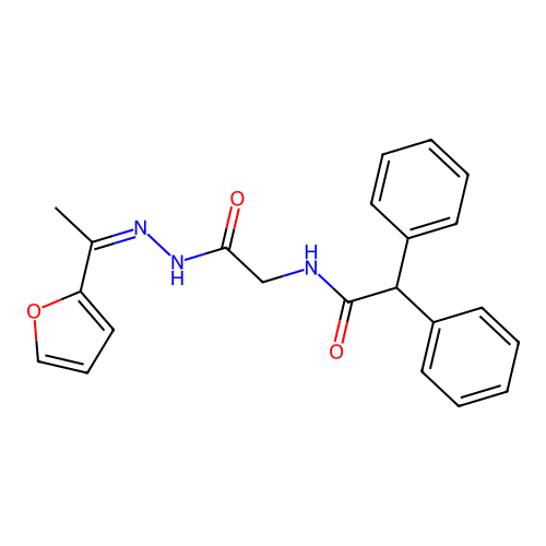 N-[2-[(2Z)-2-[1-(furan-2-yl)ethylidene]hydrazinyl]-2-oxoethyl]-2,2-diphenylacetamide structure