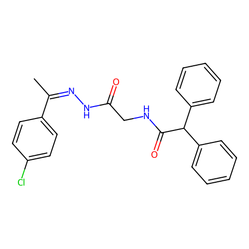 (Z)-N-(2-(2-(1-(4-chlorophenyl)ethylidene)hydrazinyl)-2-oxoethyl)-2,2-diphenylacetamide structure