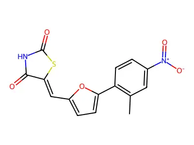 5-((5-(2-Methyl-4-nitrophenyl)furan-2-yl)methylene)thiazolidine-2,4-dione structure
