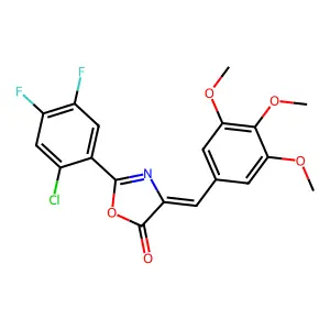2-(2-chloro-4,5-difluorophenyl)-4-(3,4,5-trimethoxybenzylidene)-1,3-oxazol-5(4H)-one structure