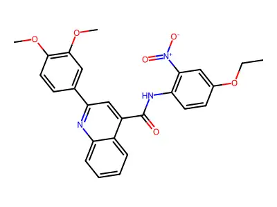 2-(3,4-dimethoxyphenyl)-N-(4-ethoxy-2-nitrophenyl)quinoline-4-carboxamide structure