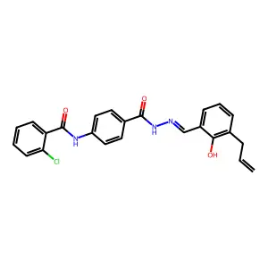 2-chloro-N-[4-[[(2-hydroxy-3-prop-2-enylphenyl)methylideneamino]carbamoyl]phenyl]benzamide structure