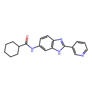 N-[2-(pyridin-3-yl)-1H-benzimidazol-5-yl]cyclohexanecarboxamide structure