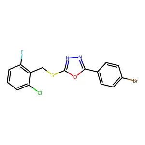 2-(4-Bromophenyl)-5-[(2-chloro-6-fluorobenzyl)sulfanyl]-1,3,4-oxadiazole structure