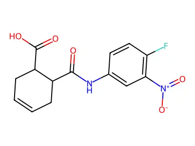 6-[(4-Fluoro-3-nitrophenyl)carbamoyl]cyclohex-3-ene-1-carboxylic acid structure