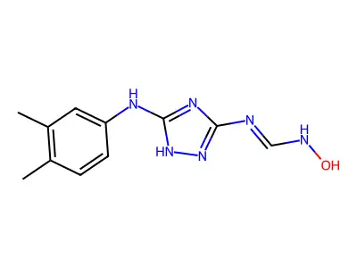 N'-[5-(3,4-dimethylanilino)-1H-1,2,4-triazol-3-yl]-N-hydroxymethanimidamide structure