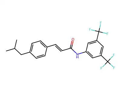 N-[3,5-bis(trifluoromethyl)phenyl]-3-[4-(2-methylpropyl)phenyl]prop-2-enamide structure