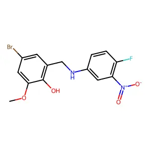 4-Bromo-2-{[(4-fluoro-3-nitrophenyl)amino]methyl}-6-methoxyphenol structure