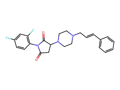 3-(4-cinnamylpiperazin-1-yl)-1-(2,4-difluorophenyl)pyrrolidine-2,5-dione structure