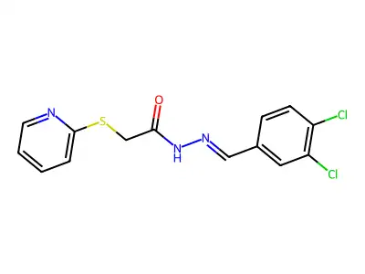 N-[(E)-(3,4-dichlorophenyl)methylideneamino]-2-pyridin-2-ylsulfanylacetamide structure