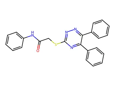 2-[(5,6-diphenyl-1,2,4-triazin-3-yl)sulfanyl]-N-phenylacetamide structure