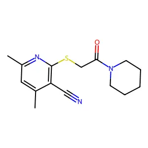 4,6-Dimethyl-2-{[2-oxo-2-(piperidin-1-yl)ethyl]sulfanyl}pyridine-3-carbonitrile structure