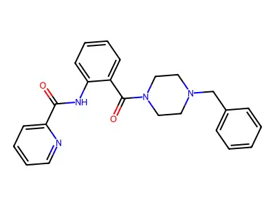 N-[2-(4-benzylpiperazine-1-carbonyl)phenyl]pyridine-2-carboxamide structure