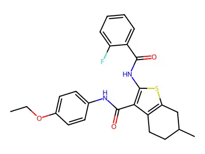 N-(4-ethoxyphenyl)-2-[(2-fluorobenzoyl)amino]-6-methyl-4,5,6,7-tetrahydro-1-benzothiophene-3-carboxamide structure