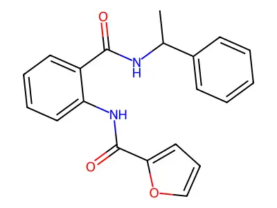 N-[2-(1-phenylethylcarbamoyl)phenyl]furan-2-carboxamide structure