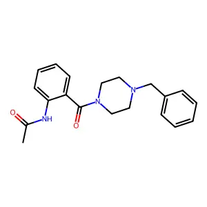 N-[2-(4-benzylpiperazine-1-carbonyl)phenyl]acetamide structure