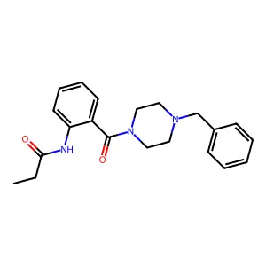 N-[2-(4-benzylpiperazine-1-carbonyl)phenyl]propanamide structure