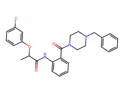 N-[2-(4-benzylpiperazine-1-carbonyl)phenyl]-2-(3-chlorophenoxy)propanamide structure
