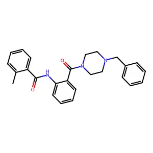 N-[2-(4-benzylpiperazine-1-carbonyl)phenyl]-2-methylbenzamide structure